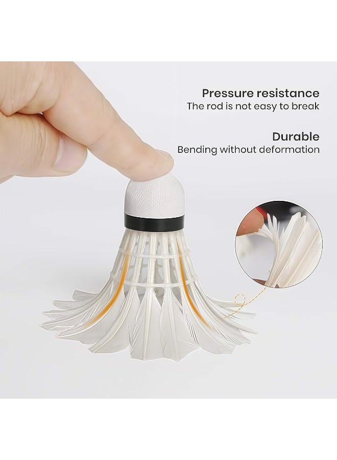 12-Pack Badminton Shuttlecocks, White, Premium Goose Feathers, Cork Ball Head, Durable Competition Grade, Stable Flight，Speed 77 - Image 3